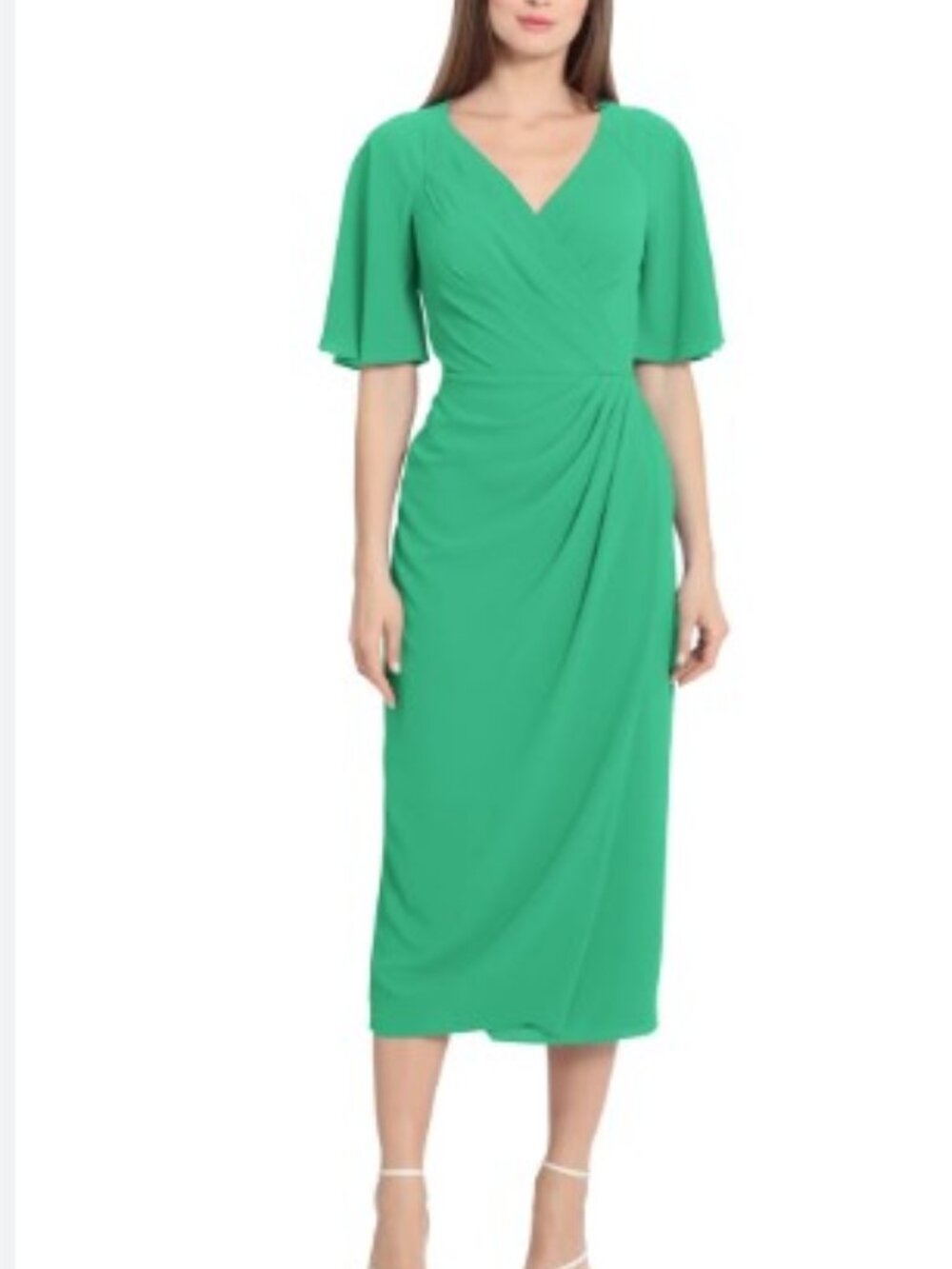 Maggy London Emerald Green Wrap Midi Dress